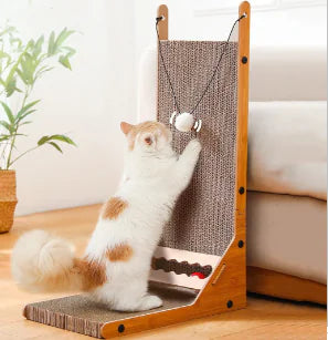 Chic Wood Cat Scratcher - Corrugated Base Set